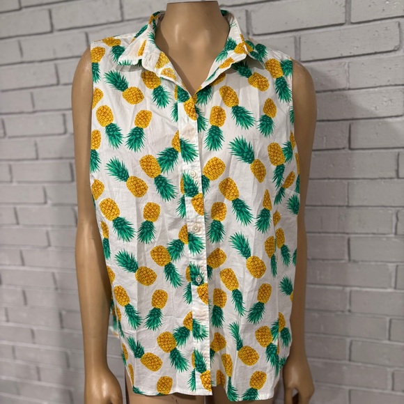 J. Crew Factory Tops - J.Crew Factory Sleeveless Shirt - Pineapple Print, Lightweight, Breezy